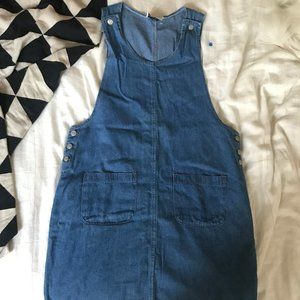 Vintage overall style denim dress, maternity